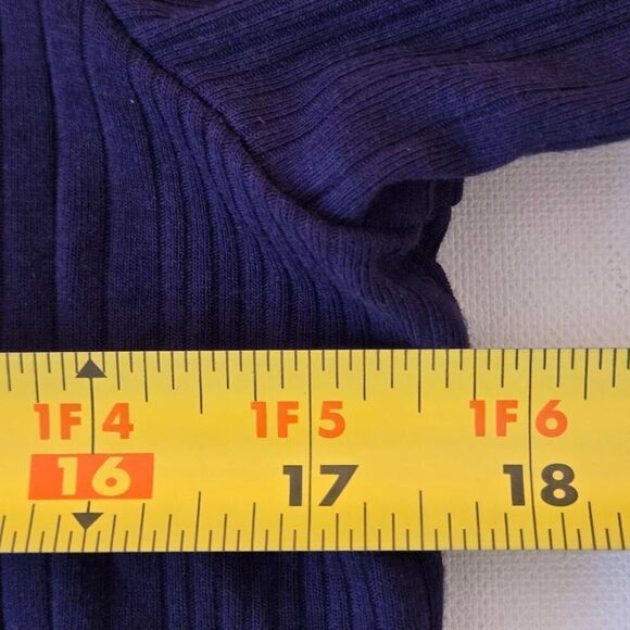 Talbots Womens Knit Button Detail Short Sleeve Blouse Top Navy Blue Size Large - Picture 4 of 7